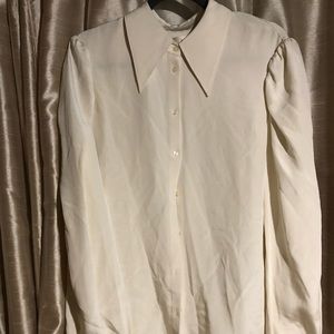 SUISTUDIO 100% silk pointed collar blouse